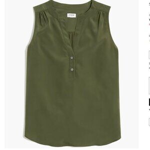 J. Crew Sleeveless V-Neck Popover Top Size Large Olive